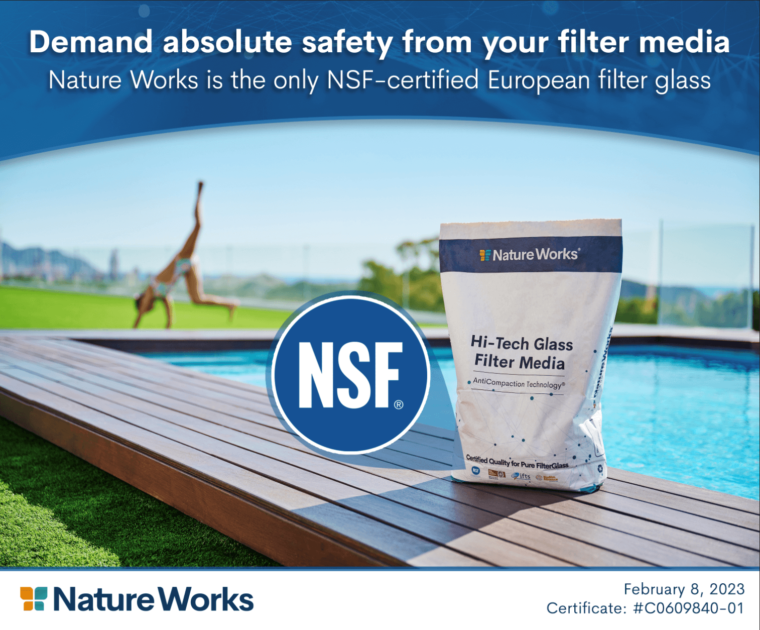 Read more about the article <strong>Nature Works becomes the only NSF European glass certified, and the only one listed as hygienically sourced.</strong>
